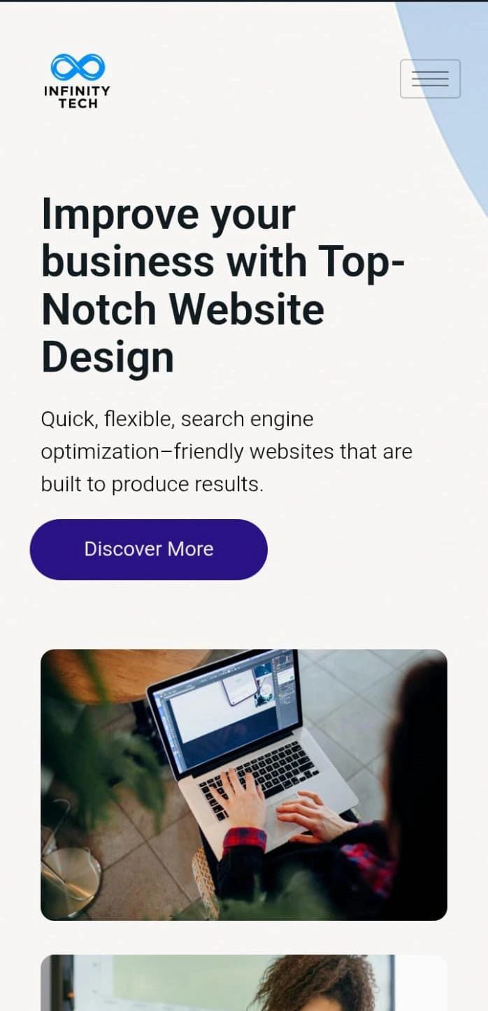 Infinity tech mobile view